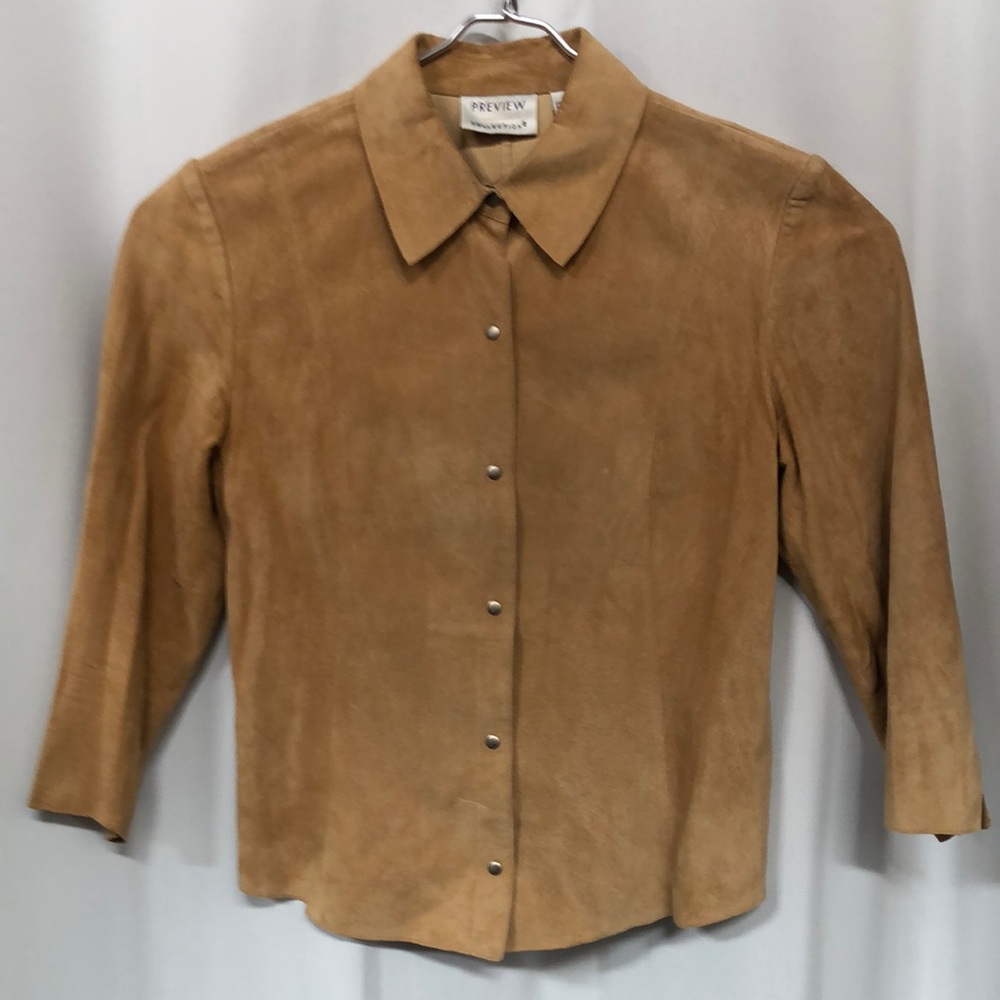 Preview Collection Camel Suede Shirt/light Jacket